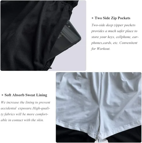 Vista 4 de Wangdo Pantalones cortos de entrenamiento para hombre de 7 pulgadas, pantalones cortos para correr, pantalones cortos de ciclismo atléticos