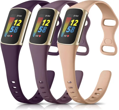 Vista 13 de Maledan Compatible con bandas Fitbit Charge 5 para mujeres y hombres, correa delgada transpirable de silicona suave para deportes, accesorios