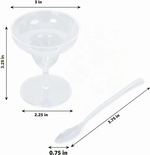 Vista 3 de Efavormart - Paquete de 24 vasos de plástico transparente de 2 onzas con cucharas, tazas de postre estilo cóctel para cócteles de camarones y tipo8
