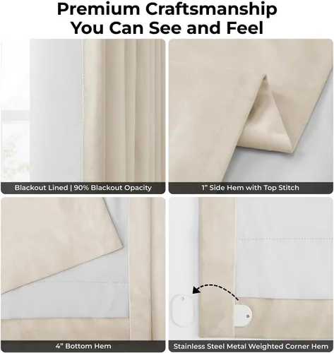 Vista 8 de HPD Half Price Drapes Cortinas Opacas Térmicas de Terciopelo Signature para Sala de Estar de 63 Pulgadas de Largo (1 Panel) con Bolsillo para Barra