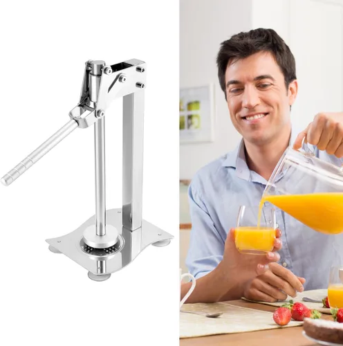 Vista 8 de QWORK Exprimidor de limón de escritorio manual resistente, 304 de acero inoxidable multifuncional naranja Juicer fruta y nueces trituradora
