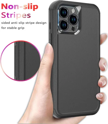 Vista 6 de Diverbox Funda diseñada para iPhone 13 Pro con protector de pantalla para lente de cámara, resistente a los golpes, resistente a los golpes