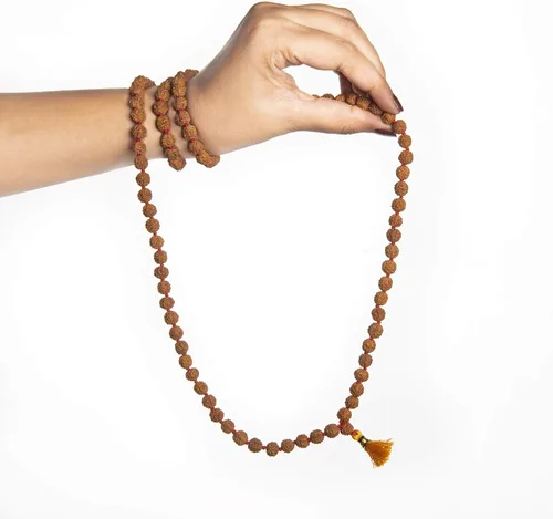 Vista 3 de Wonder Care Auténtica Rudraksha Mala Pulsera auténtica de Rudraksha del Himalaya de 5 caras Cuentas de Rudraksha Pulseras de cuentas para hombres