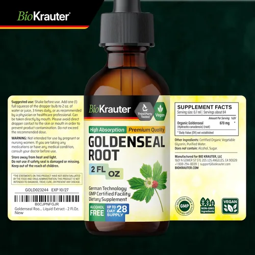 Vista 9 de Tintura de raíz Goldenseal para apoyo inmunológico