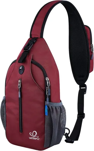 Vista 87 de Waterfly - Mochila cruzada tipo bandolera para viajes y caminatas, bolsa de pecho, Gris, talla única