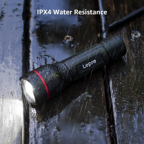Vista 7 de Lepro Linternas LED LE2000 de alto lúmenes, 5 modos de iluminación, zoomable, impermeable, linterna de tamaño de bolsillo para exteriores