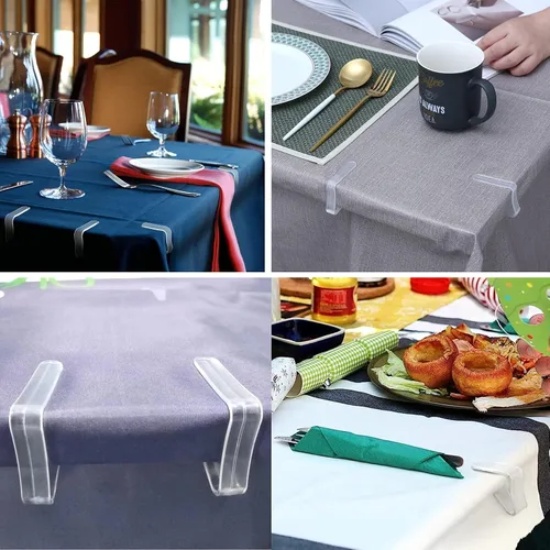 Vista 7 de 16 piezas de clips de mantel de plástico transparente, clips de mantel transparentes, clips de plástico para sujetar manteles, soporte para manteles