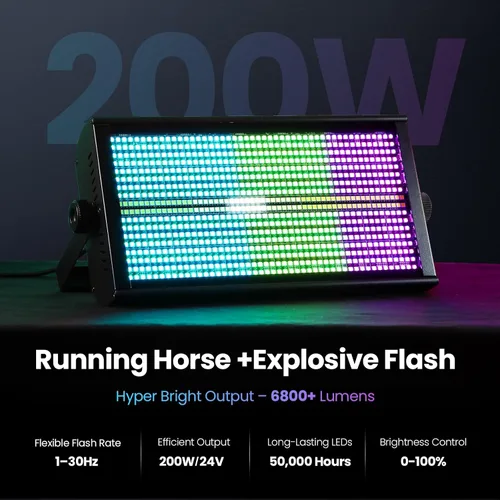 Vista 4 de Betopper LF4808 Luces de efecto estroboscópico de matriz de 260 W, luces estroboscópicas de lavado y cegadoras, mapeo de píxeles y efectos
