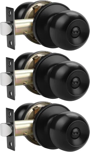 Vista 9 de Probrico Paquete de 1 pomo redondo para puerta de cama/baño, función de privacidad para baño/dormitorio, manija