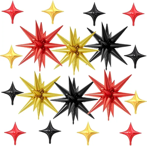 Vista 18 de 18 globos de estrella rosa, globo rosa bebé con 6 globos de estrella en explosión de 22 pulgadas, 12 globos de aluminio de cuatro estrellas