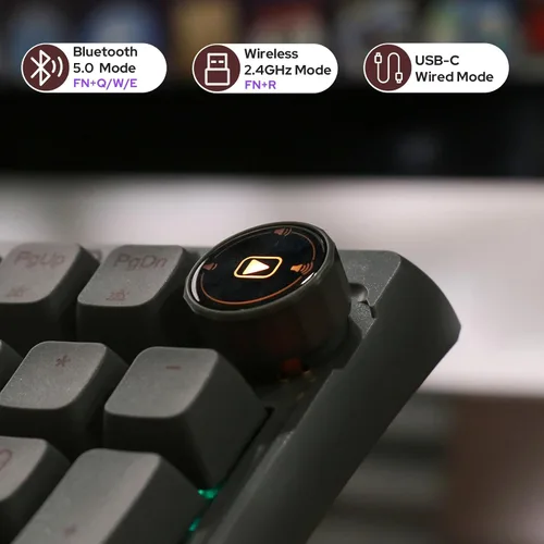 Vista 3 de EPOMAKER RT100 - Junta de 97 teclas BT5.02.4GUSB-C Teclado mecánico con pantalla de visualización personalizable, perilla, enchufe intercambiable