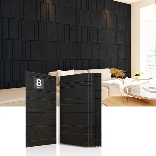 Vista 11 de Paquete de 6 paneles de pared insonorizados engrosados, paneles acústicos de borde biselado de alta densidad de 15.75" X 31.5" X 0.47", paneles