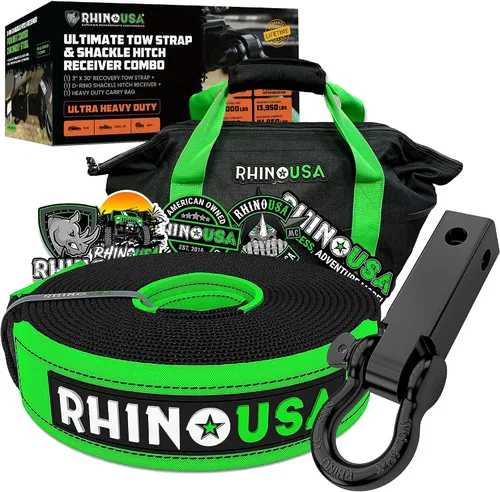 Vista 10 de Dos correas de recuperación resistentes de Rhino USA, Negro