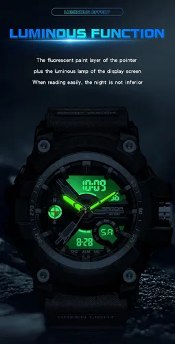 Vista 6 de KXAITO Men's Analog Sports Watch Military Watch Outdoor LED Stopwatch Digital Electronic Large Dual Display Waterproof Tactical Army Wrist Watches