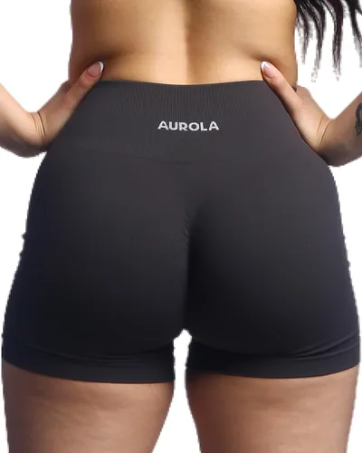 Vista 5 de AUROLA Pantalones cortos de entrenamiento para mujer, control de abdomen, a prueba de sentadillas, acanalados, gruesos, sin costuras, pantalones