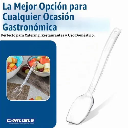 Vista 7 de Cucharas para servir Carlisle, sólidas y perforadas, para buffet/ensaladas 0.25 oz - 0.8 oz (paquete de 12 unidades), Transparente, 12