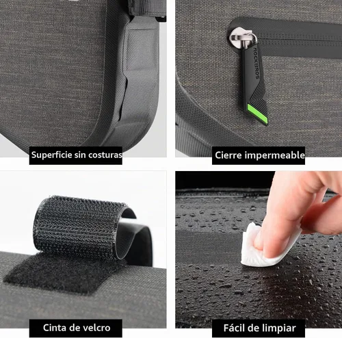 Vista 6 de ROCKBROS 2.5L Bicicleta Triángulo Marco Bolsa Impermeable Bikepacking Bolsa Cremallera repelente al agua, bolsillos laterales, fácil de instalar
