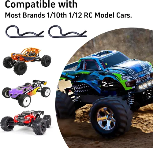 Vista 5 de 100 clips universales para cuerpo a control remoto para todas las piezas de automóvil a escala 1/10 1/12 Traxxas Redcat Axial SCX10 Losi HPI Himoto