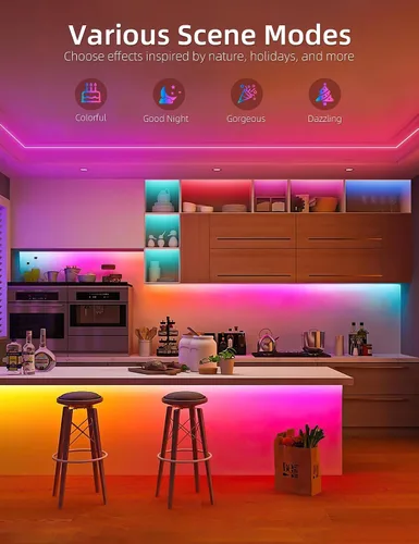 Vista 5 de Lamomo - Tira de luces LED RGB de neón, 16.4 pies de luces de cuerda LED de neón con control remoto por aplicación, sincronización de música