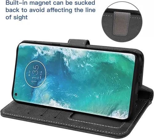 Vista 4 de Asuwish Funda compatible con Moto Edge Plus 2020 y protector de pantalla de vidrio templado, soporte para tarjetas de crédito, accesorios celulares