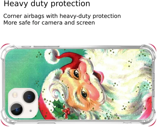Vista 5 de Funda retro vintage de Papá Noel para iPhone 15, diseño de dibujos animados Kawaii de invierno para niñas, niños, mujeres y hombres, funda única
