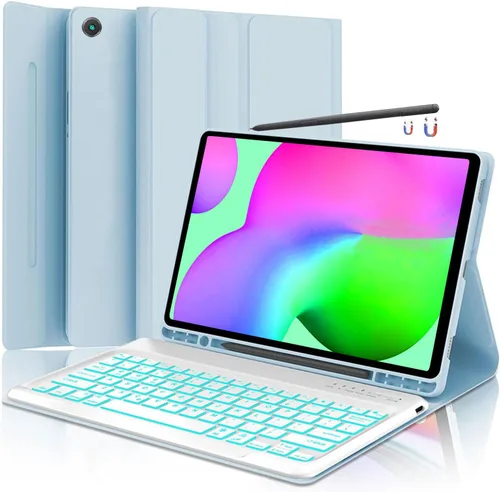 Vista 28 de Funda para teclado para Samsung Galaxy Tab S6 Lite de 10.4 pulgadas 2024 2022/2020 SM-P610/P613/P615/P619, funda para teclado Bluetooth inalámbrico