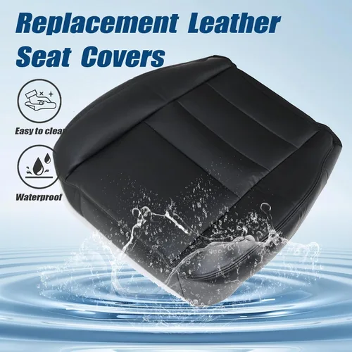 Vista 2 de GXARTS Funda de Asiento de Cuero de Repuesto Inferior del Lado del Conductor Delantero Negro Compatible con Ford F250 F350 F450 F550 2003 2004 2005
