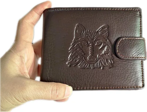 Vista 35 de Hombres Cool Eagle Wolf Caballo Totem Cuero Vaca Vertical Cartera Cremallera Multi-tarjeta Titular, Tótem de caballo, Minimalista