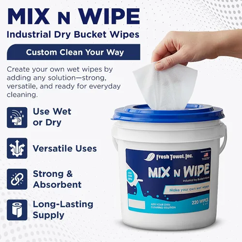Vista 2 de Fresh Towel Mix-N-Wipe - Recambio de toallitas secas, 1 paquete (220 hojas), haz tus propias toallitas húmedas, hojas de 6 x 9 pulgadas, toallas