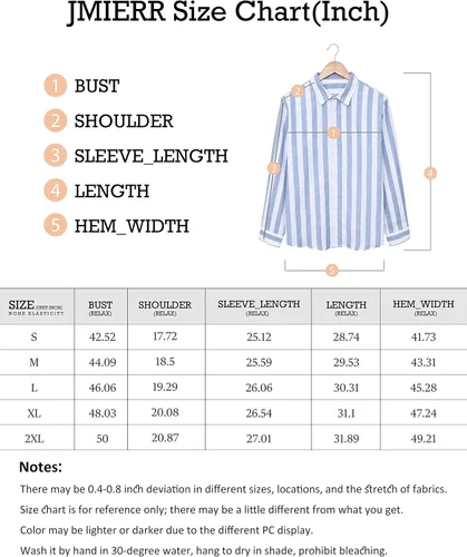 Vista 6 de JMIERR Camisas de vestir de algodón con botones y estilo casual para hombre