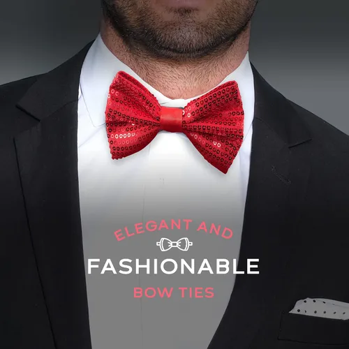 Vista 3 de Pajaritas de lentejuelas para hombre, pajarita de longitud ajustable preatada, muchos colores para elegir