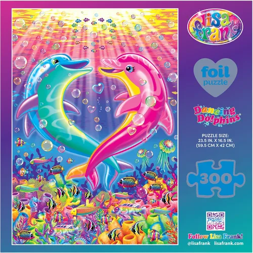 Vista 6 de RoseArt Lisa Frank Foil Dancing Dolphins - Rompecabezas de 300 piezas