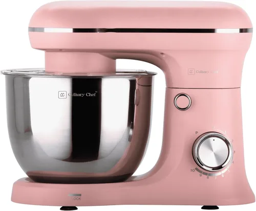 Vista 14 de CULINARY CHEF - Batidora de pie de 4.5L con cuenco de acero inoxidable, batidora eléctrica de cocina con cabezal abatible, gancho para masa, batidor
