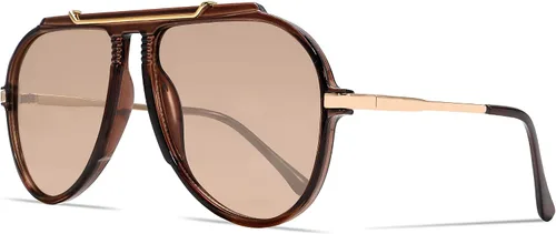 Vista 16 de GUVIVI Gafas de sol de aviador de gran tamaño para mujeres y hombres, estilo retro de los años 70, lentes de sol de metal dorado sin enredos