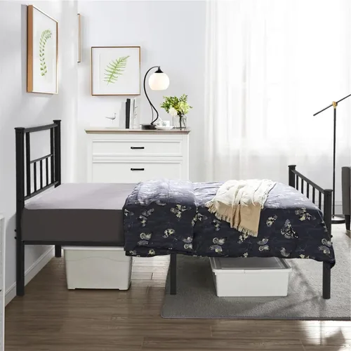Vista 8 de PayLessHere Base de cama de metal plegable con plataforma de metal con soporte de hasta 1000 libras de listones de acero, soporte sin ruido, marco