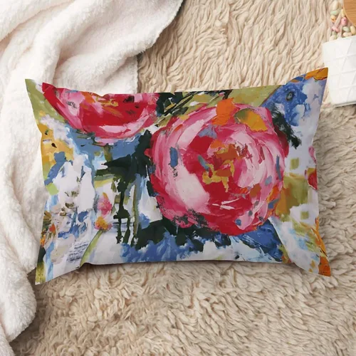 Vista 163 de ArogGeld Funda de cojín con flores verdes y blancas con flores grises y negras y hojas verdes en estilo chinoiserie, funda de almohada cuadrada