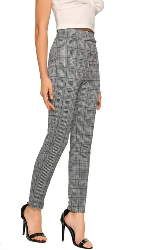 Vista 5 de SweatyRocks - Leggings de estilo informal para mujer, pantalones de trabajo elásticos de cintura alta