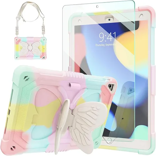 Vista 13 de Ambison Funda para iPad de 9ª/8ª/7ª Generación de 10.2 pulgadas con Protector de Pantalla de Vidrio, Cubierta Protectora Resistente a Prueba