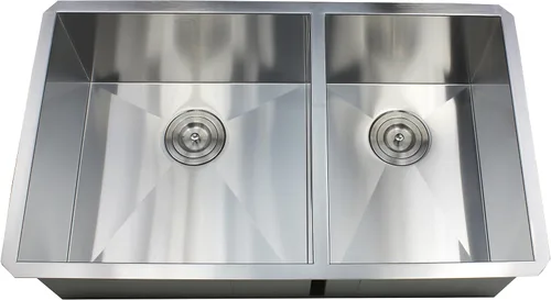 Vista 2 de Fregadero de cocina contemporáneo de acero inoxidable de calibre 16, duradero, con doble tazón, con colador de cesta extraíble (32 pulgadas, 60/40)