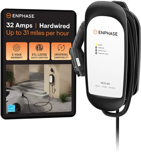 Vista 10 de ClipperCreek HCS-40P, 240V, 32A, Estación de carga de EV, con enchufe 14-50, cable de 25 pies, seguridad certificada, hecho en América