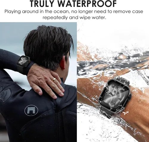 Vista 7 de Ultra Look - FULLIFE 2 en 1 compatible con Apple Watch Series 11/10 de 1.654 pulgadas, protector de pantalla impermeable, frente y trasera