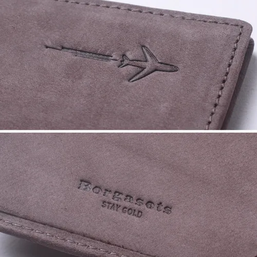 Vista 6 de Portapasaportes de cuero auténtico para pasaporte, con bloqueo Rfid - con compartimento para documentos de identificación