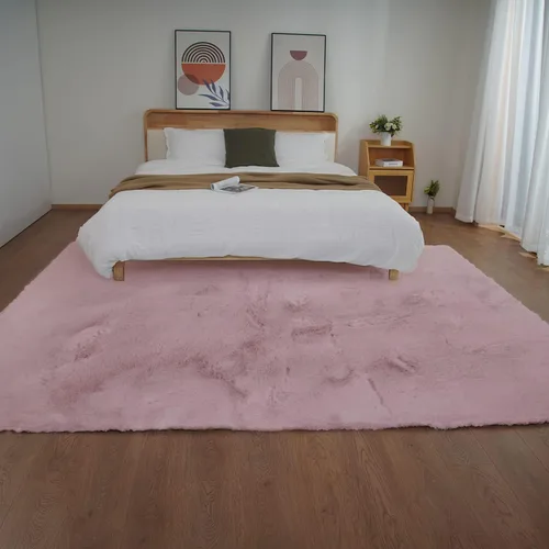 Vista 53 de Ghouse Alfombra ultrasuave de pelo sintético de conejo 2x3, alfombras lavables a máquina para dormitorio, alfombras esponjosas para sala de estar
