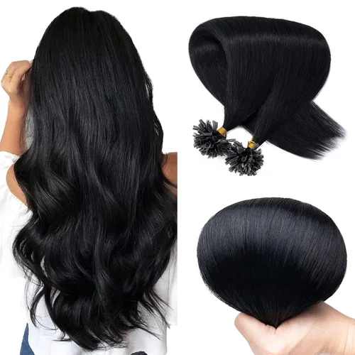 Vista 39 de SEGO Extensiones de cabello humano con micro cuentas, extensiones de cabello humano con micro bucle, lacio, natural, fusión fría, 1.76 oz/paquete