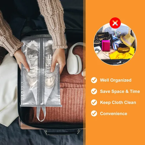 Vista 6 de Li'segarote Bolsas de zapatos para viajes, paquete de 6 bolsas grandes multicolor para zapatos para hombres y mujeres, bolsa organizadora de zapatos
