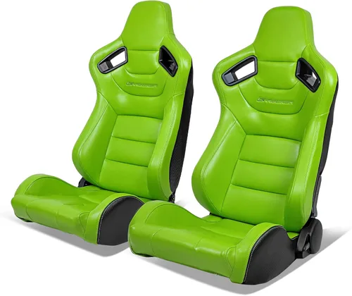 Vista 30 de IKON MOTORSPORTS, Asiento universal de carreras PU + cuero de carbono + gamuza, con deslizadores dobles, asiento deportivo reclinable negro