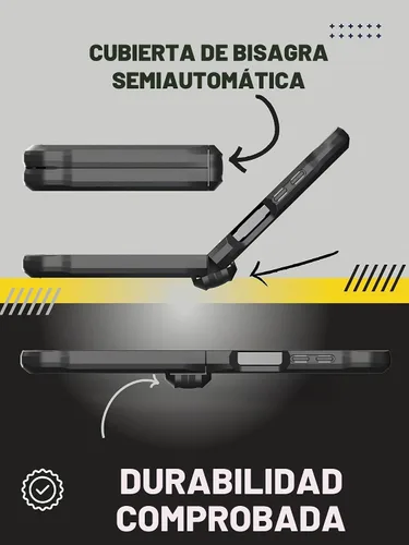 Vista 5 de CaseBorne V - Funda compatible con Samsung Galaxy Z Flip 5, funda protectora resistente con bisagra semiautomática y protector de pantalla de vidrio