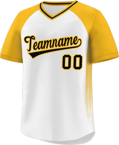 Vista 41 de Camiseta de béisbol personalizada con cuello en V para hombres, mujeres y jóvenes, camisetas de béisbol personalizadas con costuras o estampadas