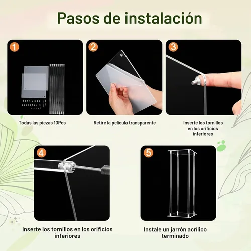 Vista 3 de Geetery Jarrón de acrílico alto para centros de mesa de boda, soporte elegante transparente con flores de hortensias artificiales para bodas