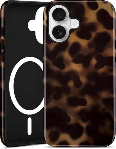 Vista 48 de Jusy Compatible con MagSafe Brown Tortoise Shell Print Phone Case para iPhone 7/8/SE, funda protectora magnética de lujo de TPU suave